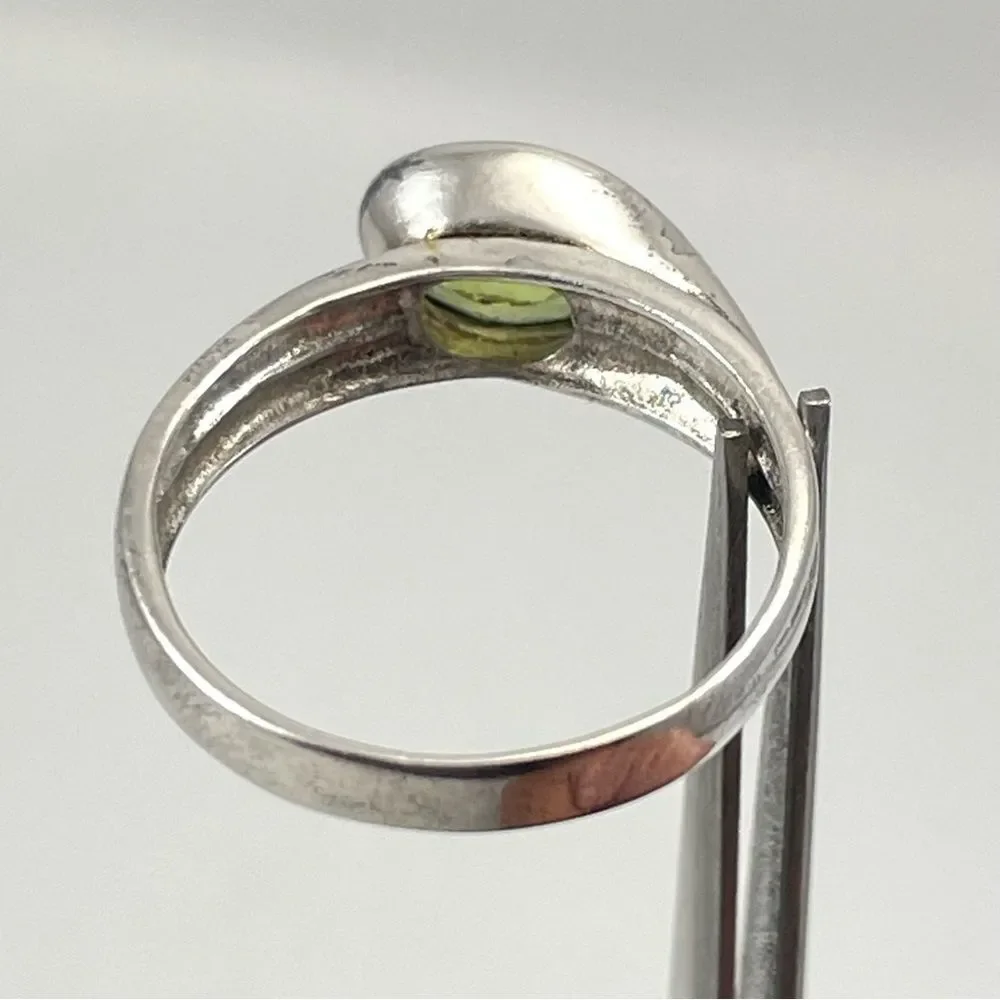 925 Sterling Silver Peridot Inlaid Gemstone Ring Classic Dainty Trendy Easy Waer
